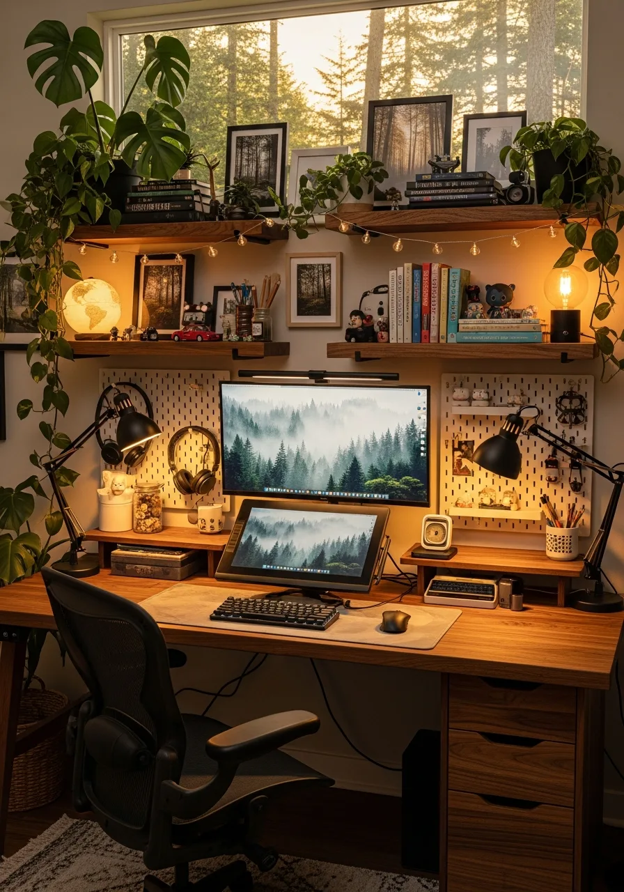 Plant-filled wood battlestation