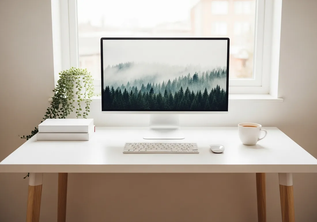 Bright Scandinavian morning desk setup