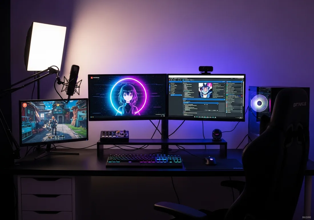 Streamer dual-monitor station