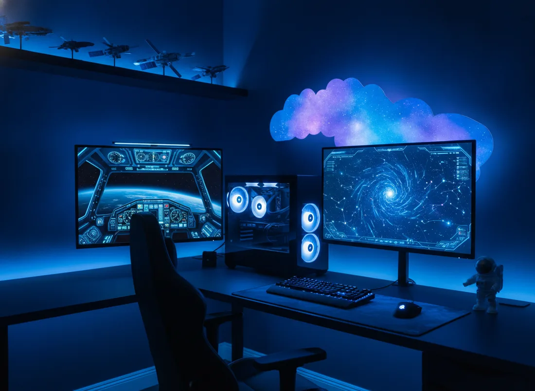 Space sci-fi blue setup