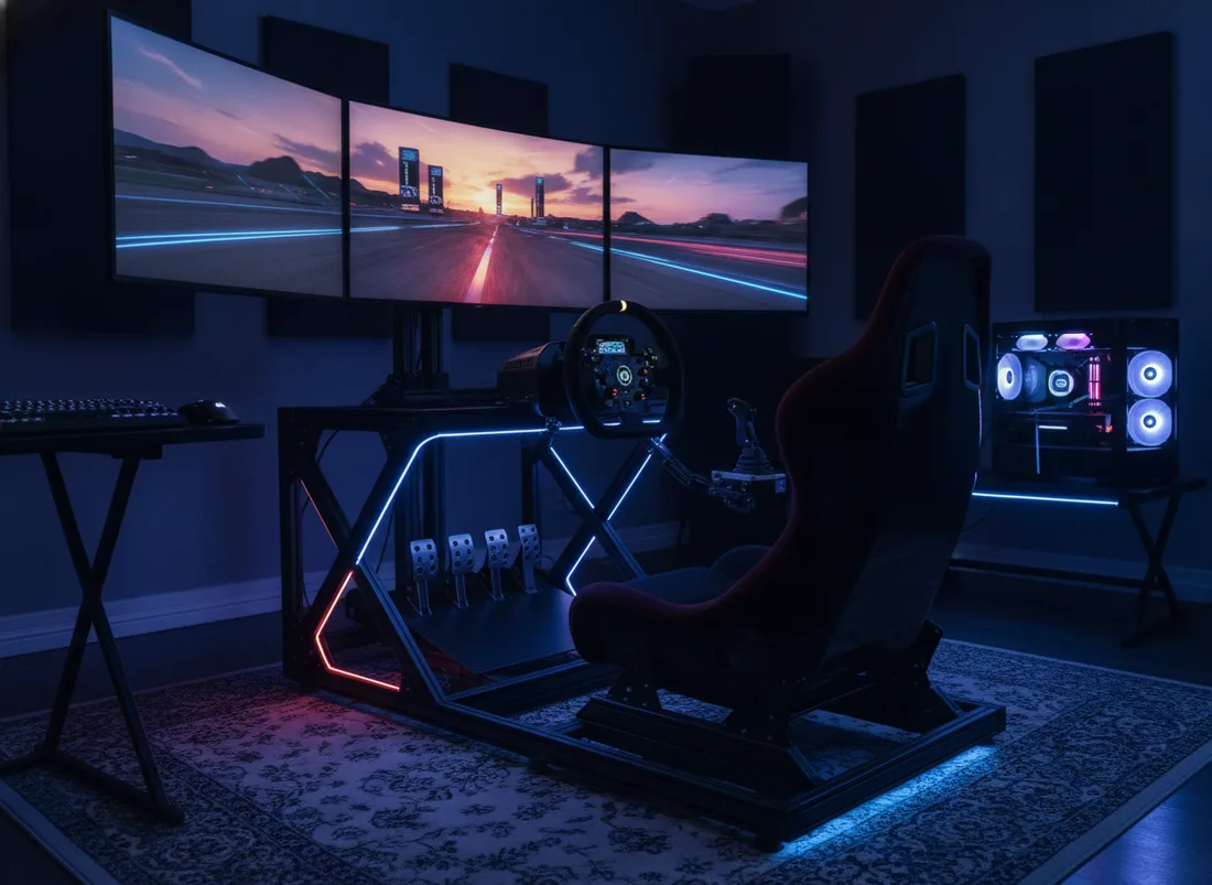 Triple-screen sim racing rig