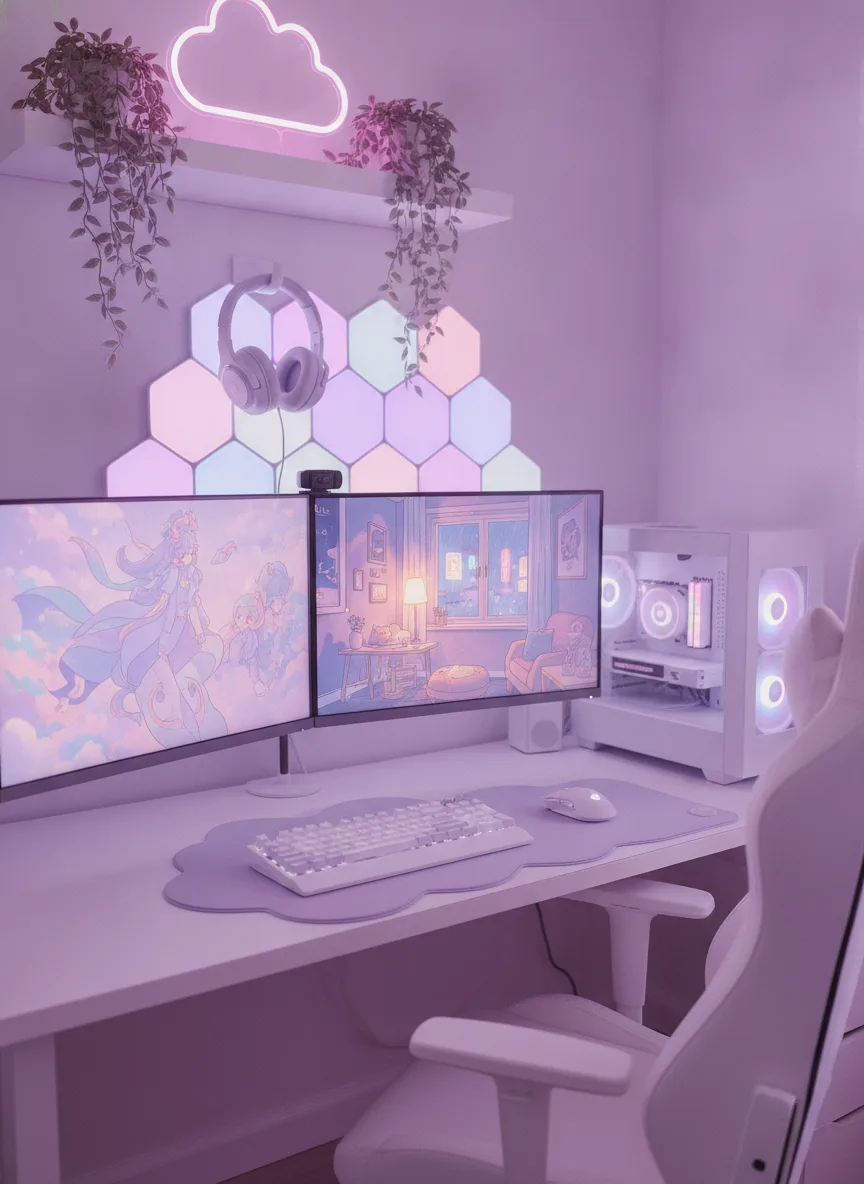 Lavender aesthetic build desk setup
