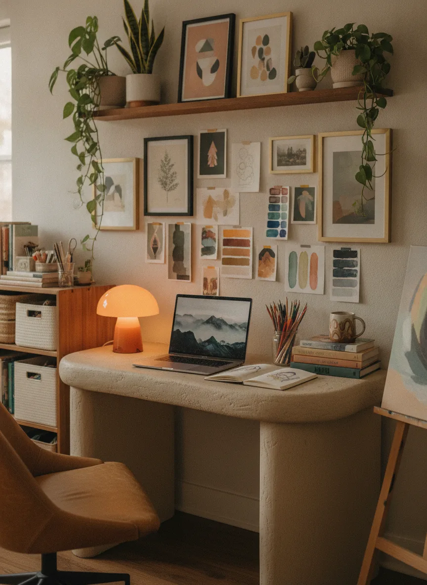 Creative studio gallery desk setup