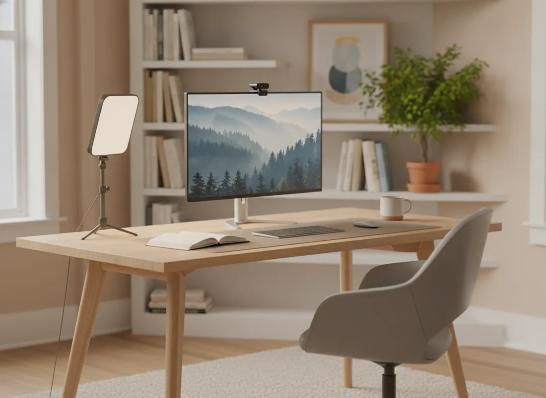Video-call ready desk setup