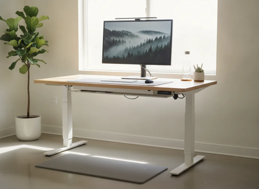 Standing desk by the window setup