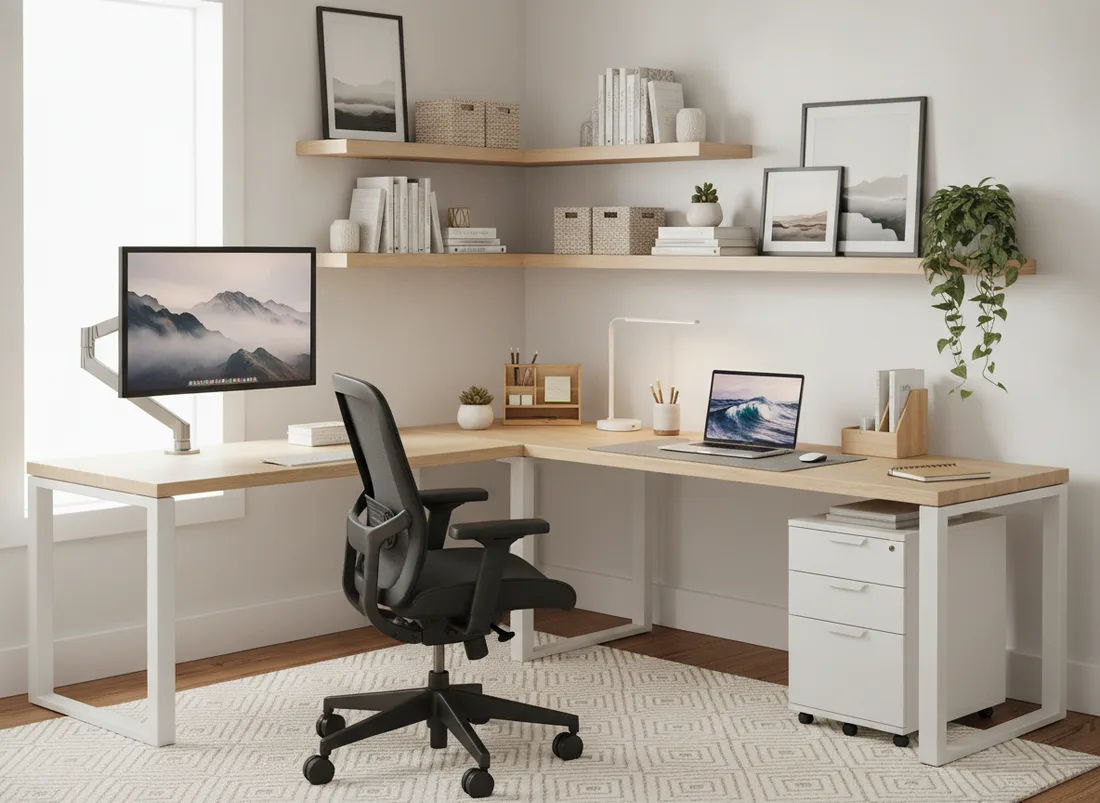 L-shaped corner workstation