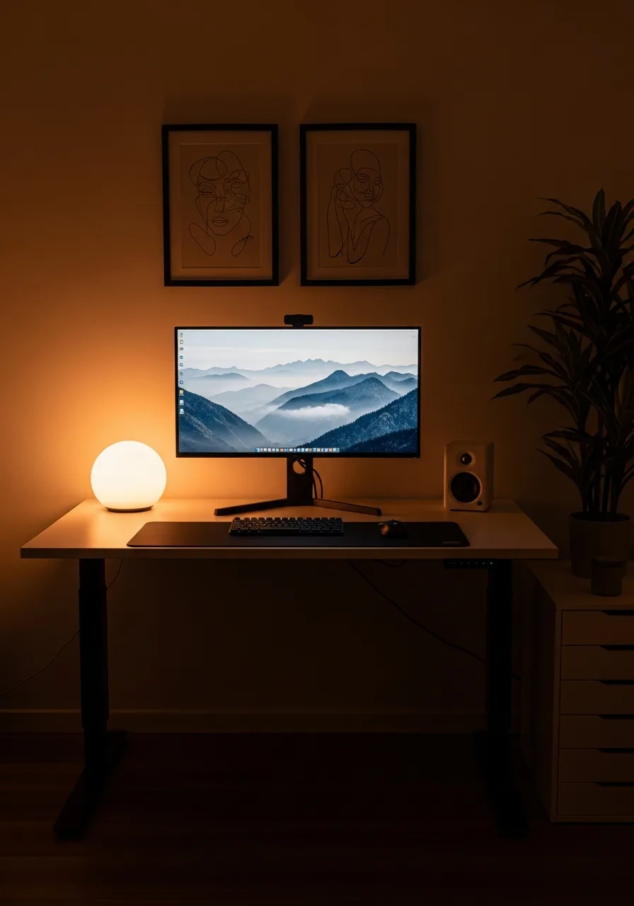 Warm standing desk setup