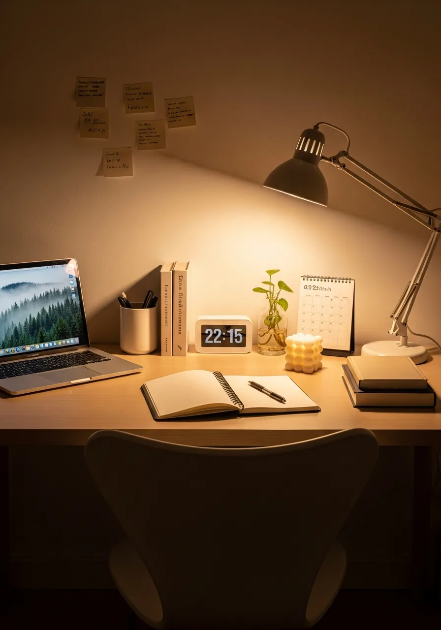 Cozy study desk setup