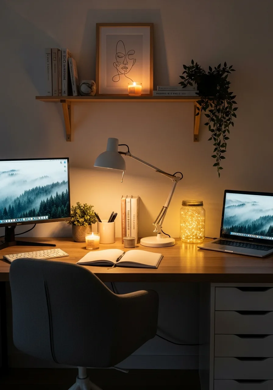 Art-shelf minimal desk setup