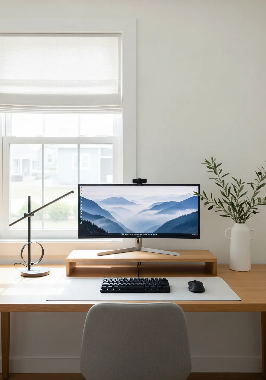Ultrawide daylight desk setup