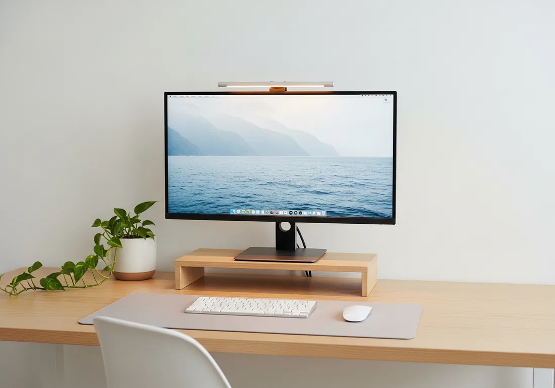 Light-bar minimal desk setup