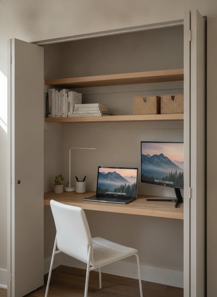 Closet office (cloffice) desk setup