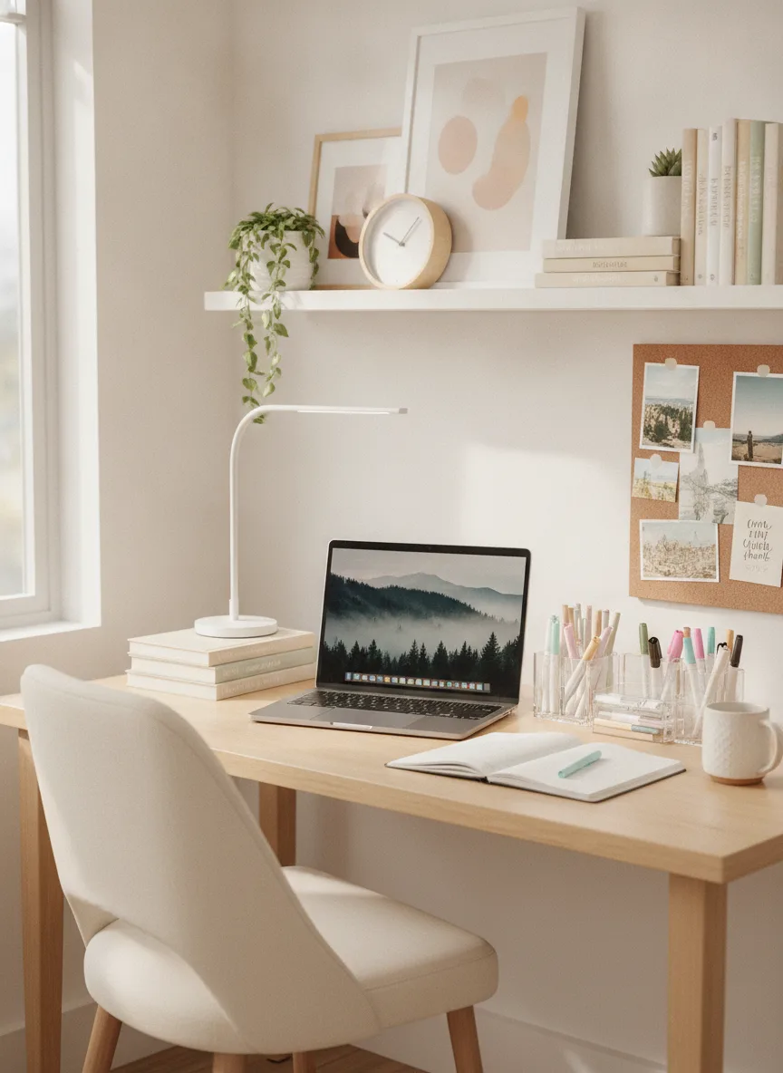 Aesthetic study desk setup