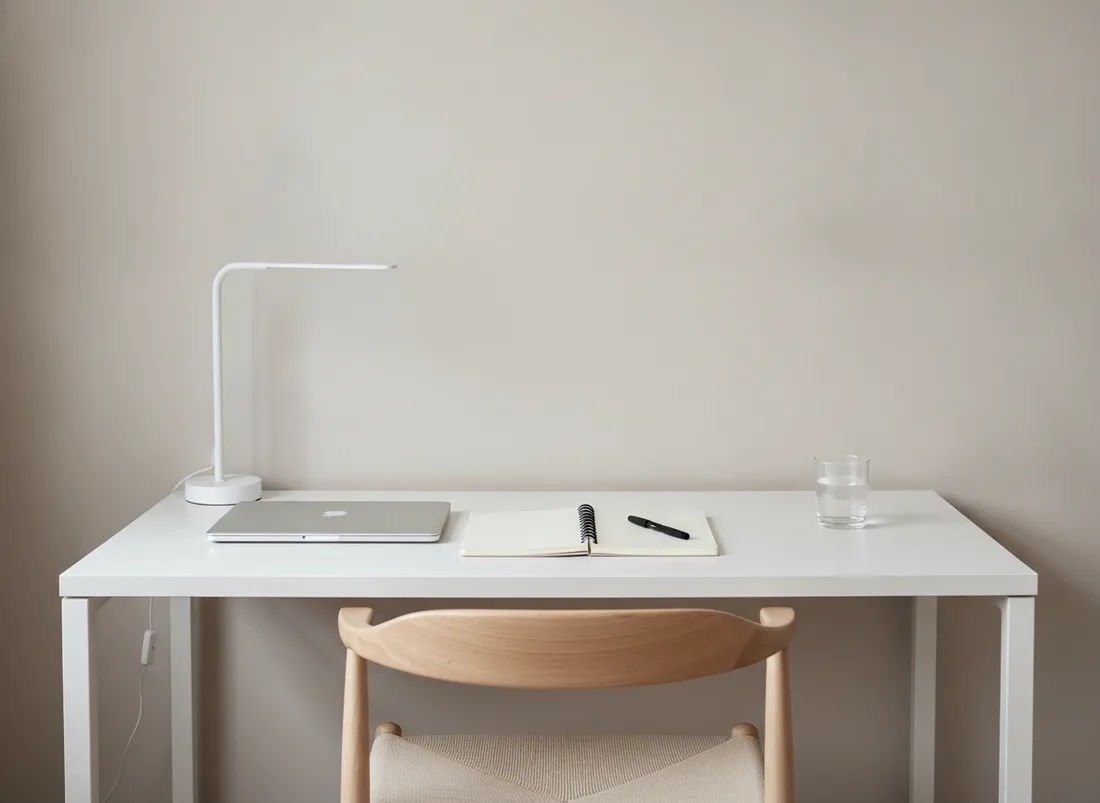 Minimalist study desk setup