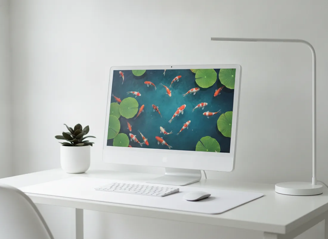White all-in-one desk setup